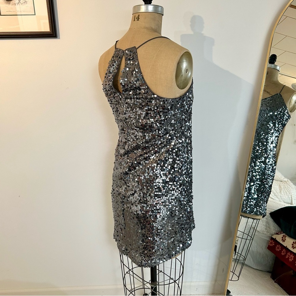 Express Women’s Silver Sequin Slip Mini Dress Sz S EUC - Picture 3 of 13